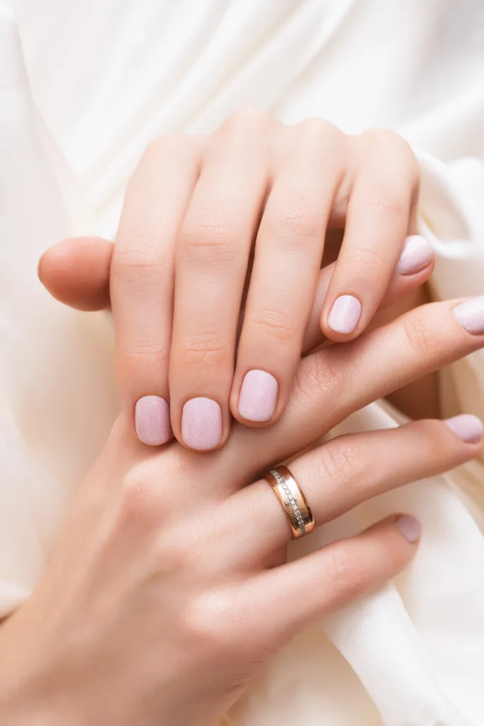 Pink Nail Design Female Hands With Glitter Manicure 683x1024